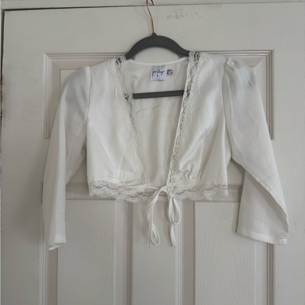 Princess Polly White Lace Trim Top